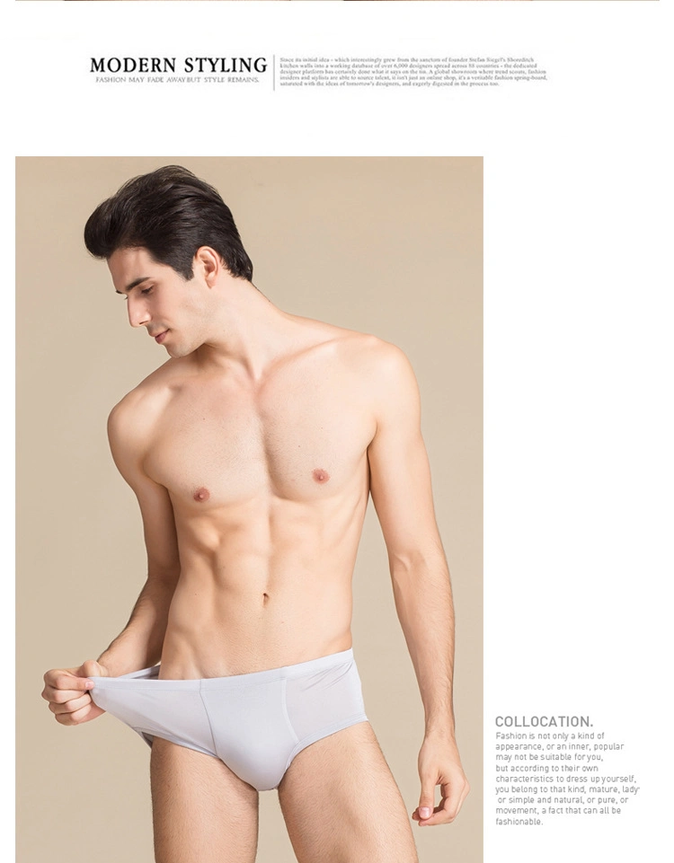 Fashion Sexy Fine Nylon Men′s U-Convex Triangle Printing Swimming Trunks