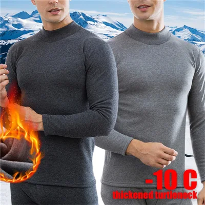 Abbigliamento termico da uomo invernale a maniche lunghe Set di biancheria intima in pile Gli uomini maschi pensano ai vestiti Biancheria intima termica a collo alto